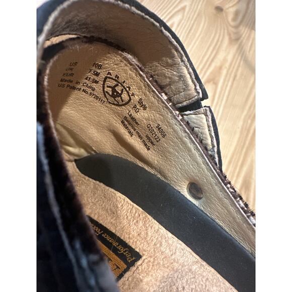 Ariat Cow Print Calf Hair Slip On Mule Clog, Womens Size 10, brown and white - Picture 6 of 8